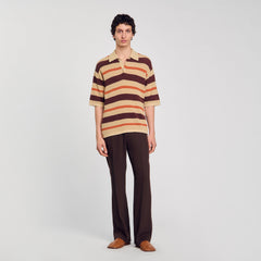 Striped knit polo shirt Nut Sandro Men