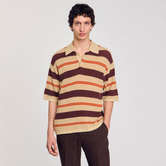 Striped knit polo shirt Nut Sandro Men