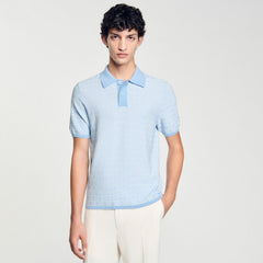 Square Cross polo shirt Blue Sky Sandro Men