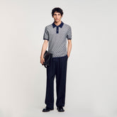 Square Cross polo shirt Navy Blue Sandro Men