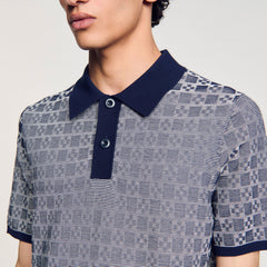 Square Cross polo shirt Navy Blue Sandro Men