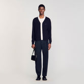 Cardigan with patches Navy Blue Sandro Men