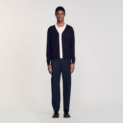 Cardigan with patches Navy Blue Sandro Men