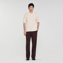 Polo with rope embroidery Butter Cream Sandro Men