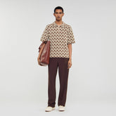 Rope jacquard cardigan shirt Butter Cream Sandro Men