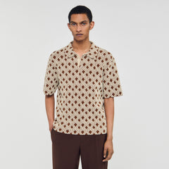 Rope jacquard cardigan shirt Butter Cream Sandro Men