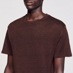 Certified linen T-shirt Moka. Sandro Men