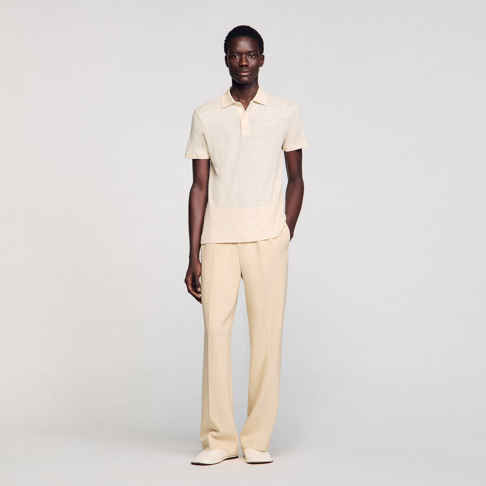 Linen polo shirt Ivory. Sandro Men