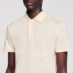 Linen polo shirt Ivory. Sandro Men