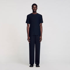 Mock neck T-shirt Midnight Blue Sandro Men