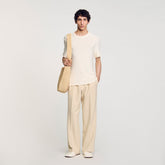 Mock neck T-shirt Ivory. Sandro Men