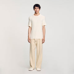 Mock neck T-shirt Ivory. Sandro Men