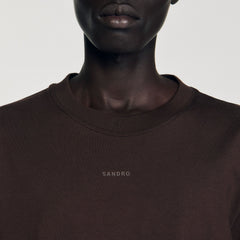 Cotton T-shirt with logo Chocolate Sandro Men