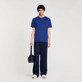 Cotton T-shirt with logo Royal Blue Sandro Men