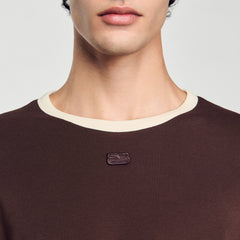 Two-tone patch T-shirt Moka. Sandro Men