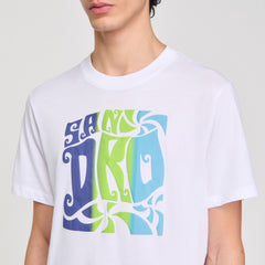 Wave print cotton T-shirt Optic White Sandro Men