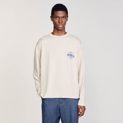 Sun motif T-shirt Vintage White Sandro Men