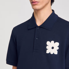 Polo shirt with flower patch Midnight Blue Sandro Men