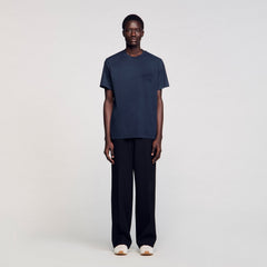 Worn-effect T-shirt Navy Blue Sandro Men