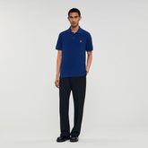 Polo shirt with leather logo Navy Blue Sandro Men