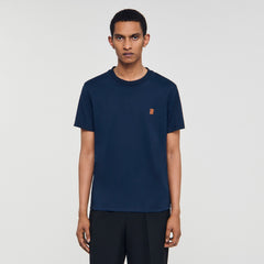 Leather logo T-shirt Navy Blue Sandro Men