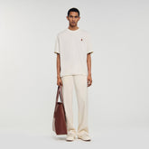 Leather logo T-shirt Butter Cream Sandro Men