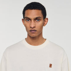 Leather logo T-shirt Butter Cream Sandro Men