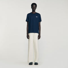 T-shirt with appliqué logo Midnight Blue Sandro Men