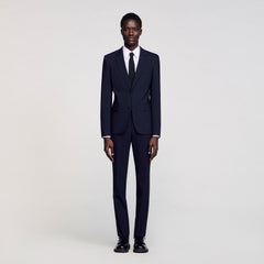 Classic wool suit jacket Navy Blue Sandro Men