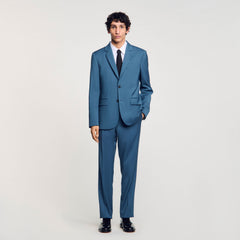 Wool suit jacket Thunderstorm Blue Sandro Men
