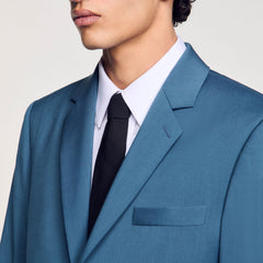Wool suit jacket Thunderstorm Blue Sandro Men