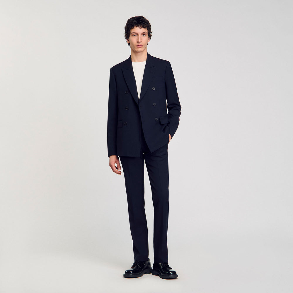 Double-breasted suit jacket Navy Blue Sandro Men