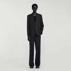 Wool suit jacket Chocolate Sandro Men