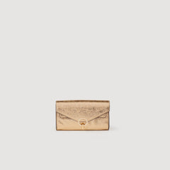 Gold leather clutch bag Gold Sandro Women