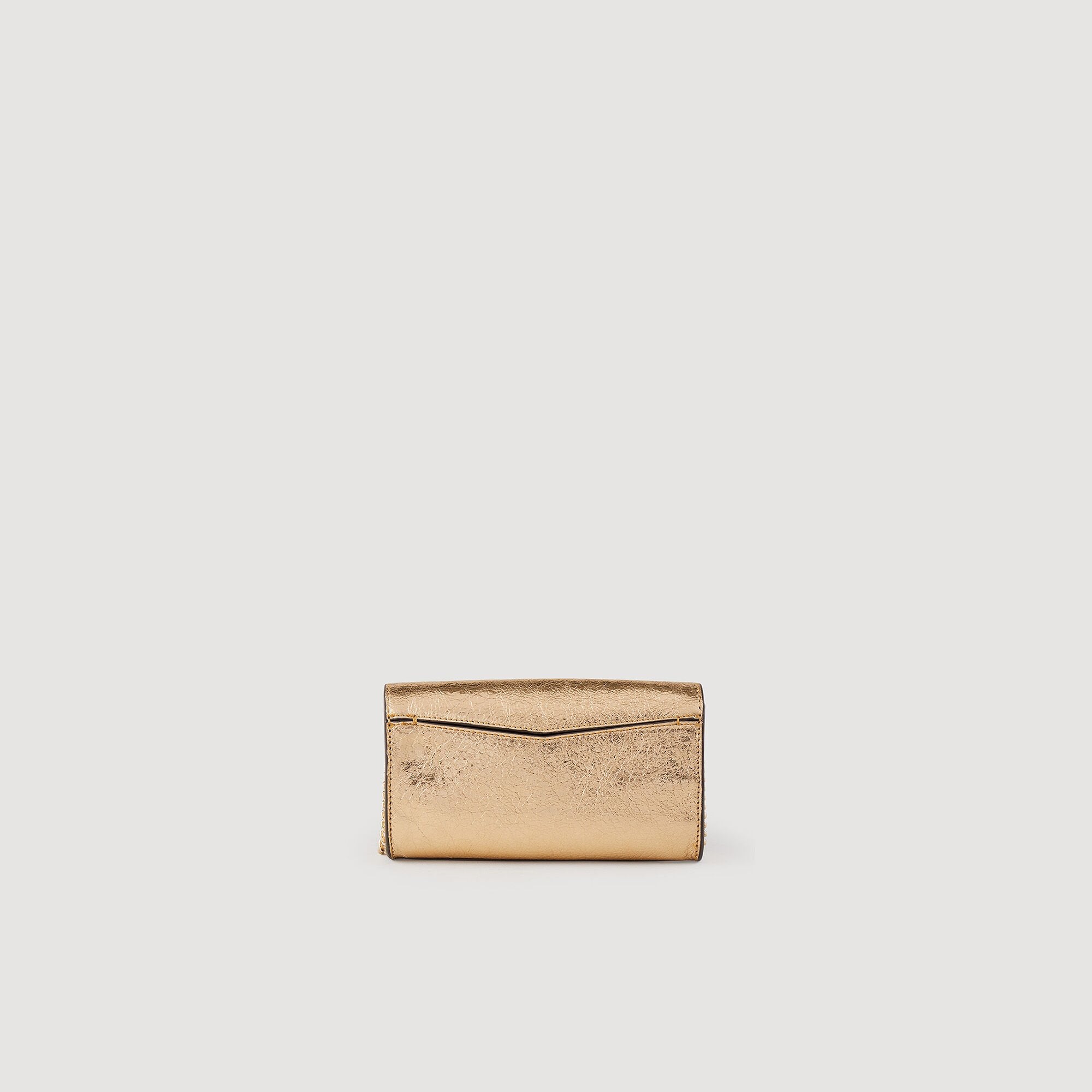 Gold leather clutch bag Gold Sandro Women
