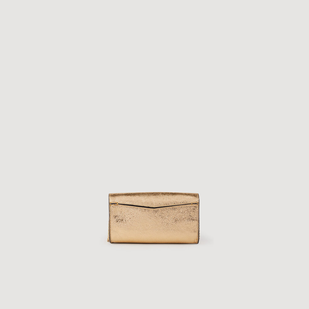 Gold leather clutch bag Gold Sandro Women