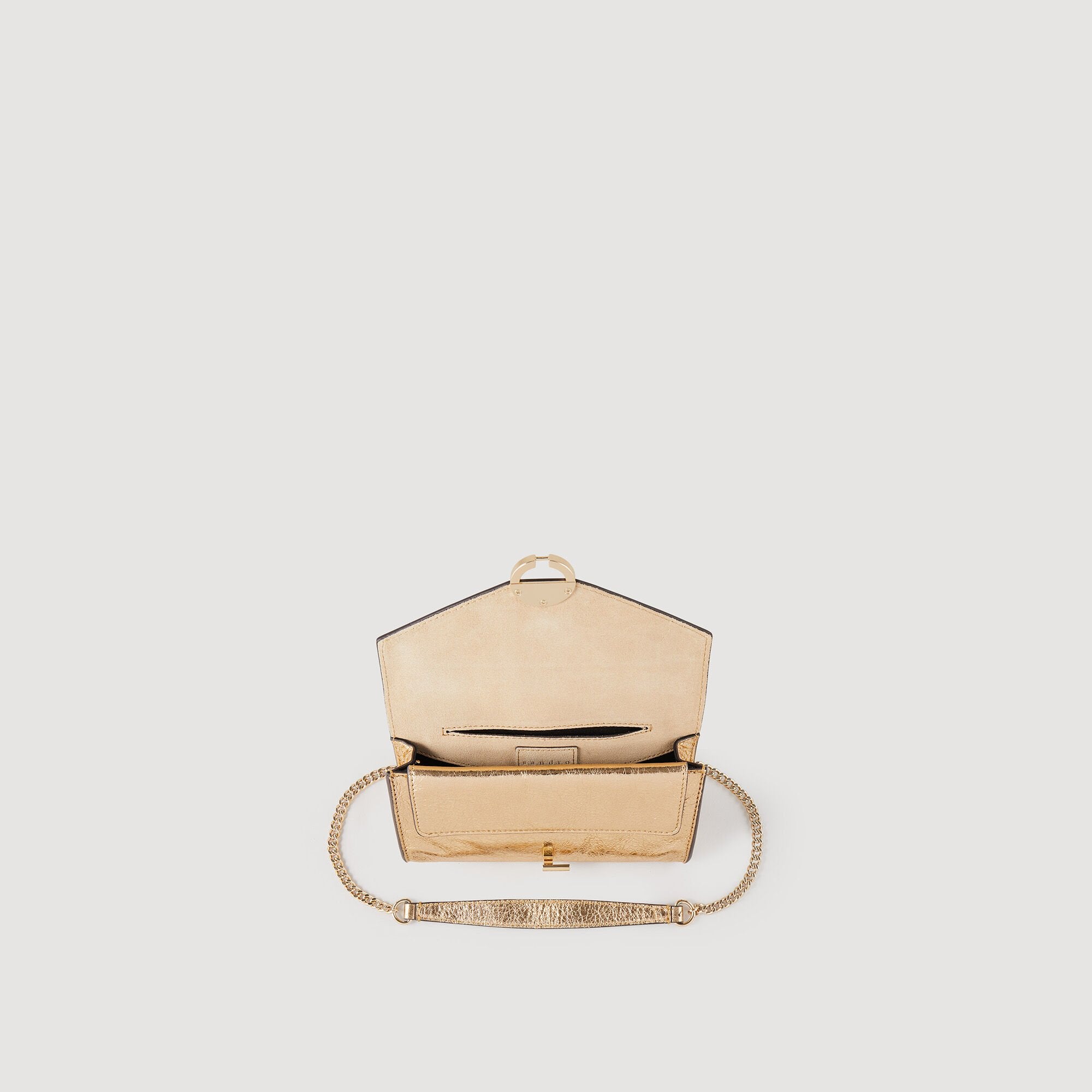 Gold leather clutch bag Gold Sandro Women