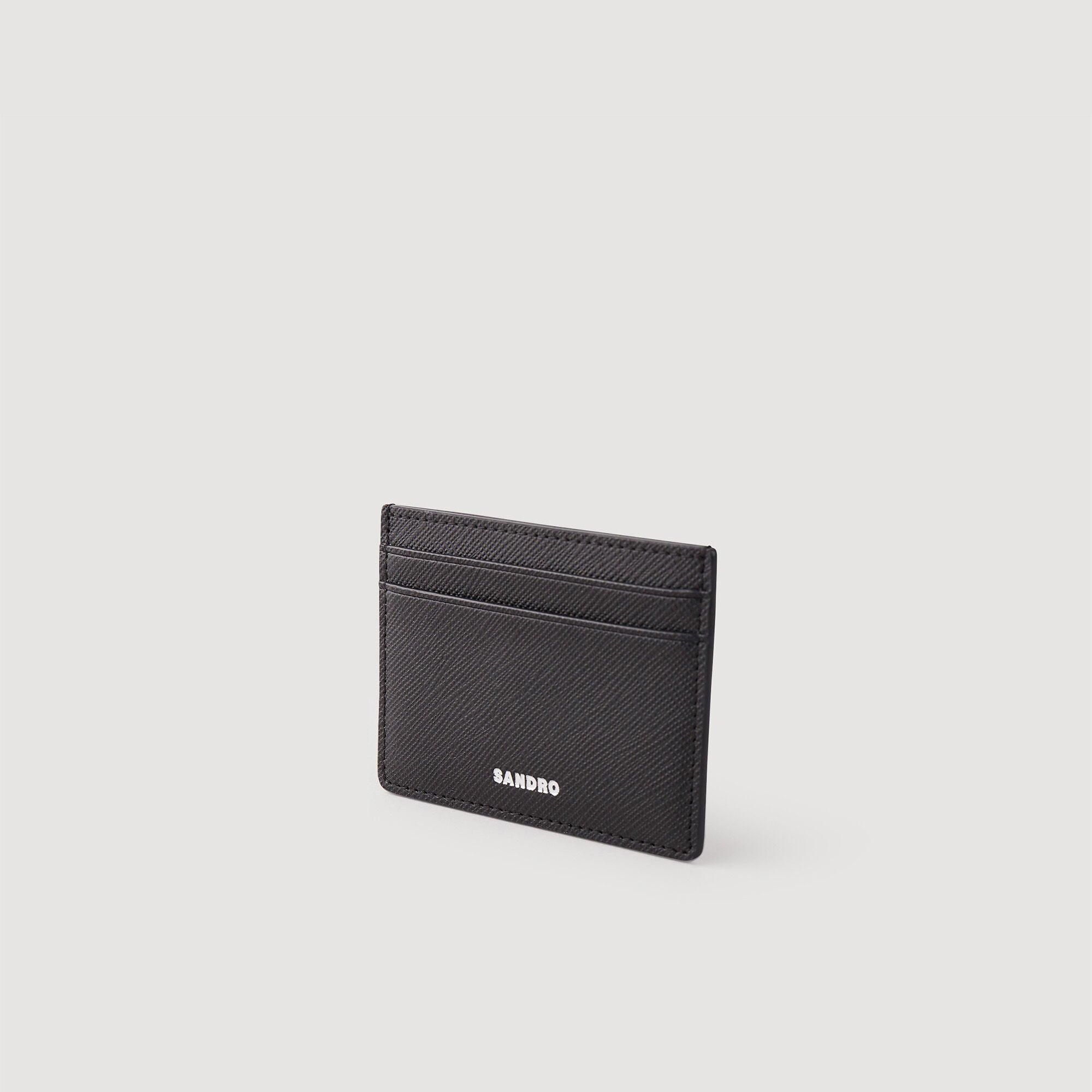 Reconstituted leather cardholder Black Sandro Men