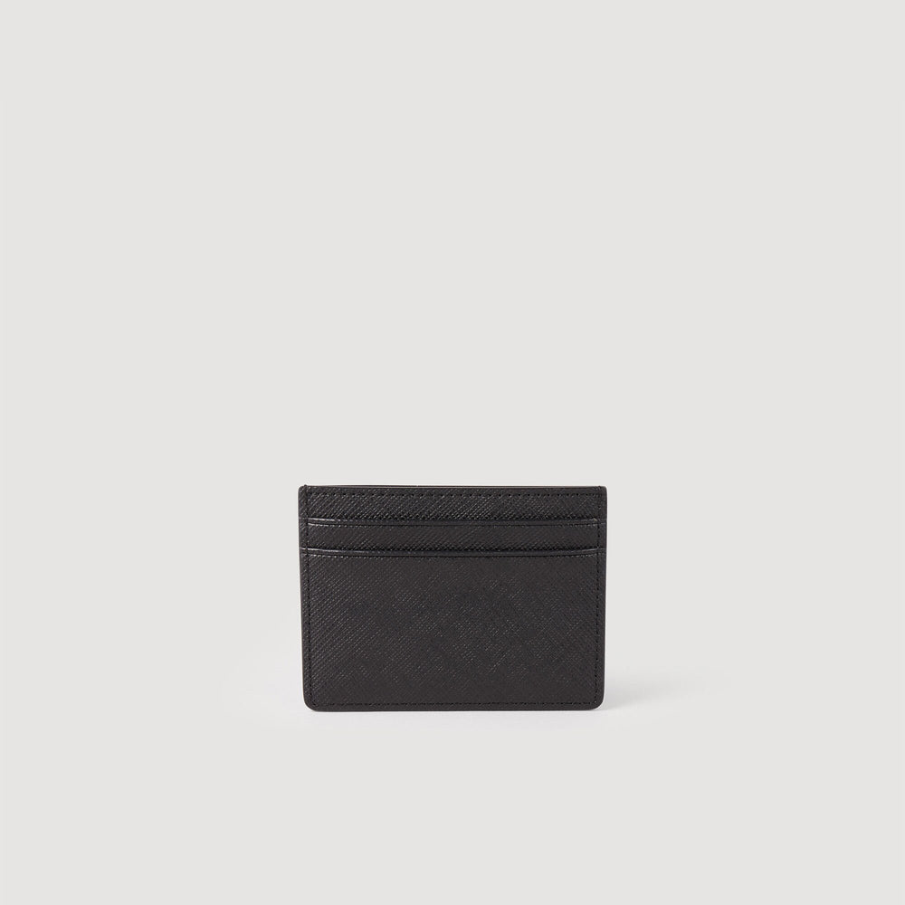 Reconstituted leather cardholder Black Sandro Men