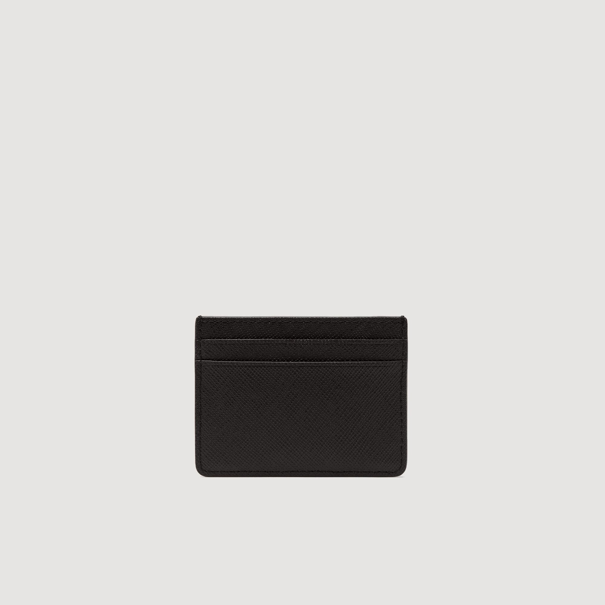 Reconstituted leather cardholder Black Sandro Men