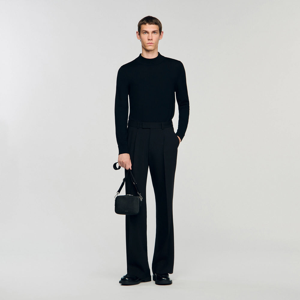 Small reconstituted leather bag Black Sandro Men