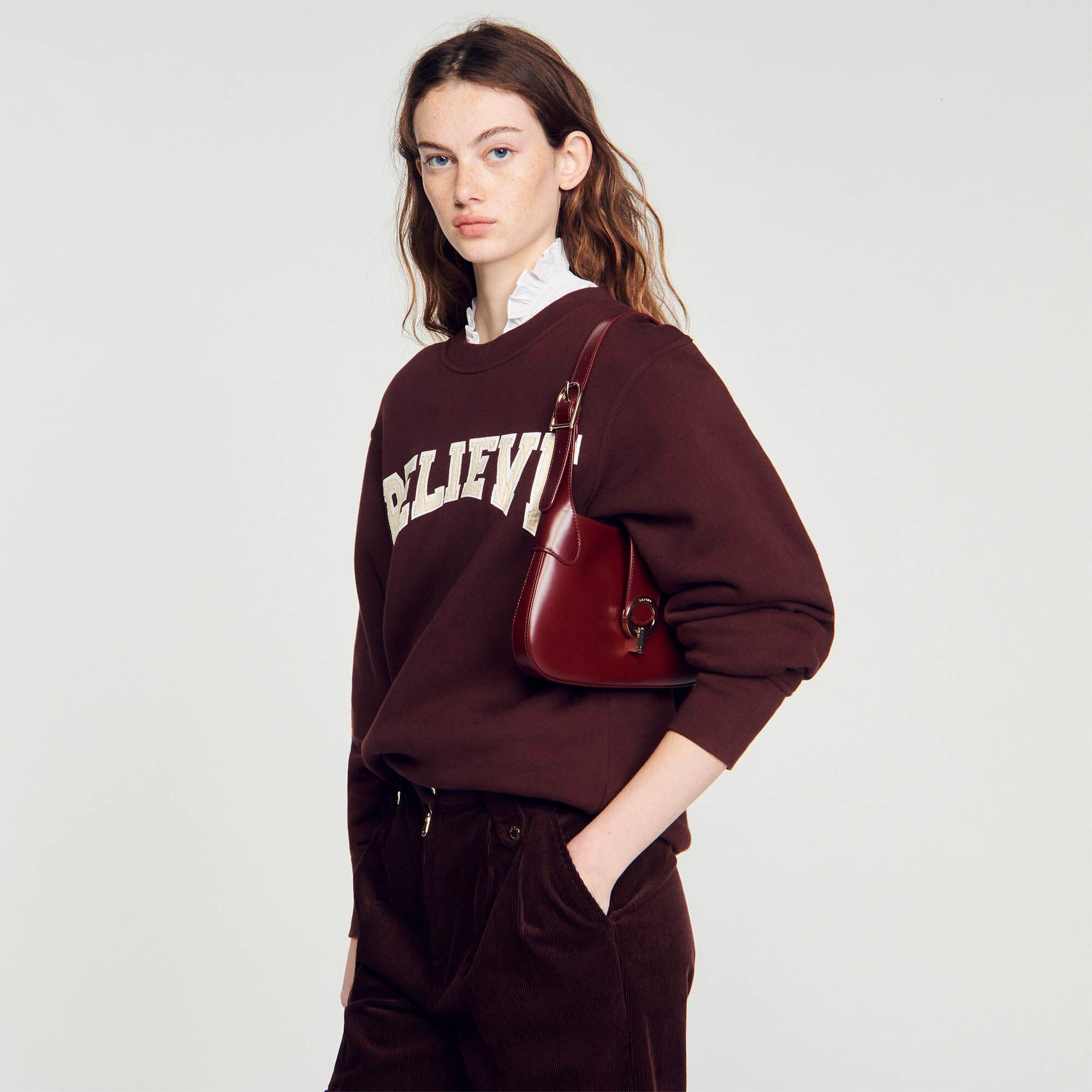 Janet bag in certified leather Bordeaux Sandro Women