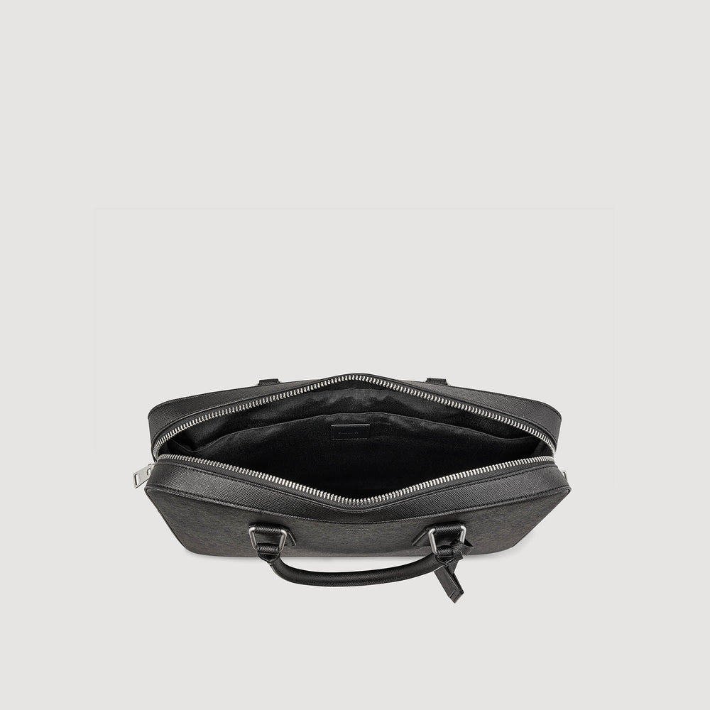 Reconstituted leather briefcase Black Sandro Men