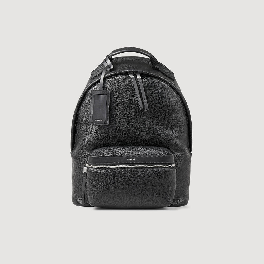 Coated canvas backpack Black Sandro Men