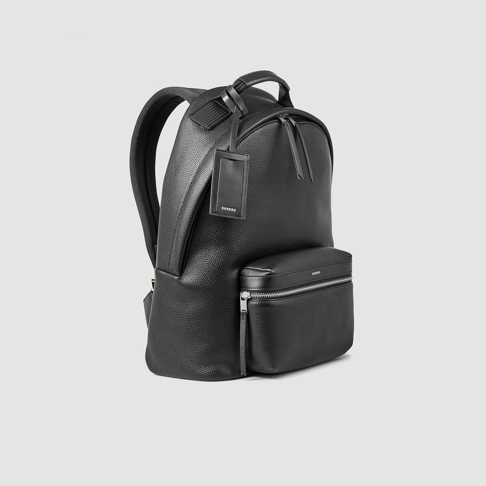 Coated canvas backpack Black Sandro Men