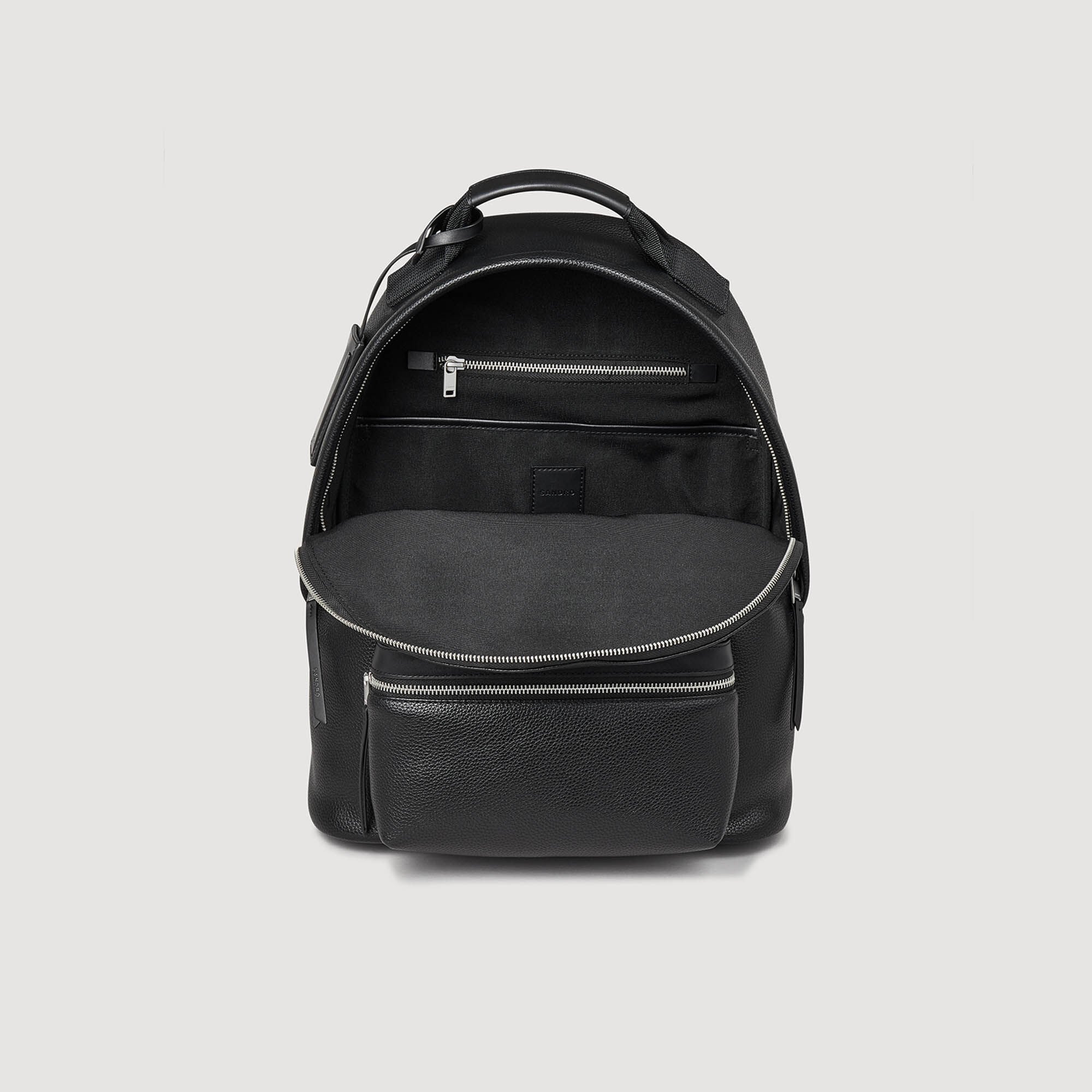 Coated canvas backpack Black Sandro Men
