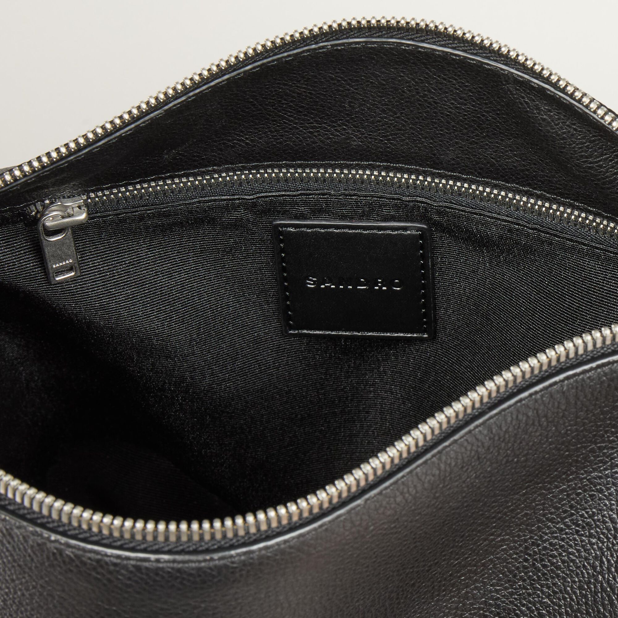 Grained leather satchel Black Sandro Men