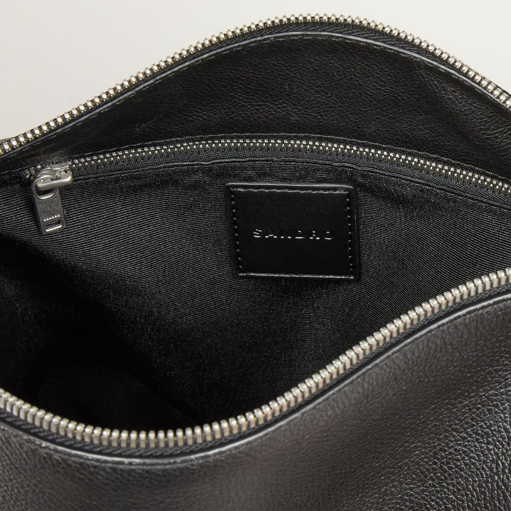 Grained leather satchel Black Sandro Men