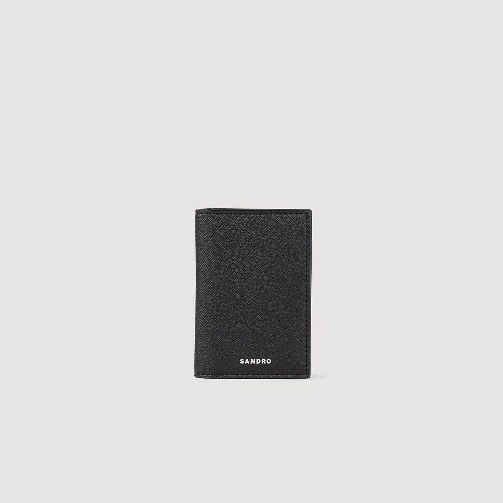 Reconstituted leather leather wallet Black Sandro Men