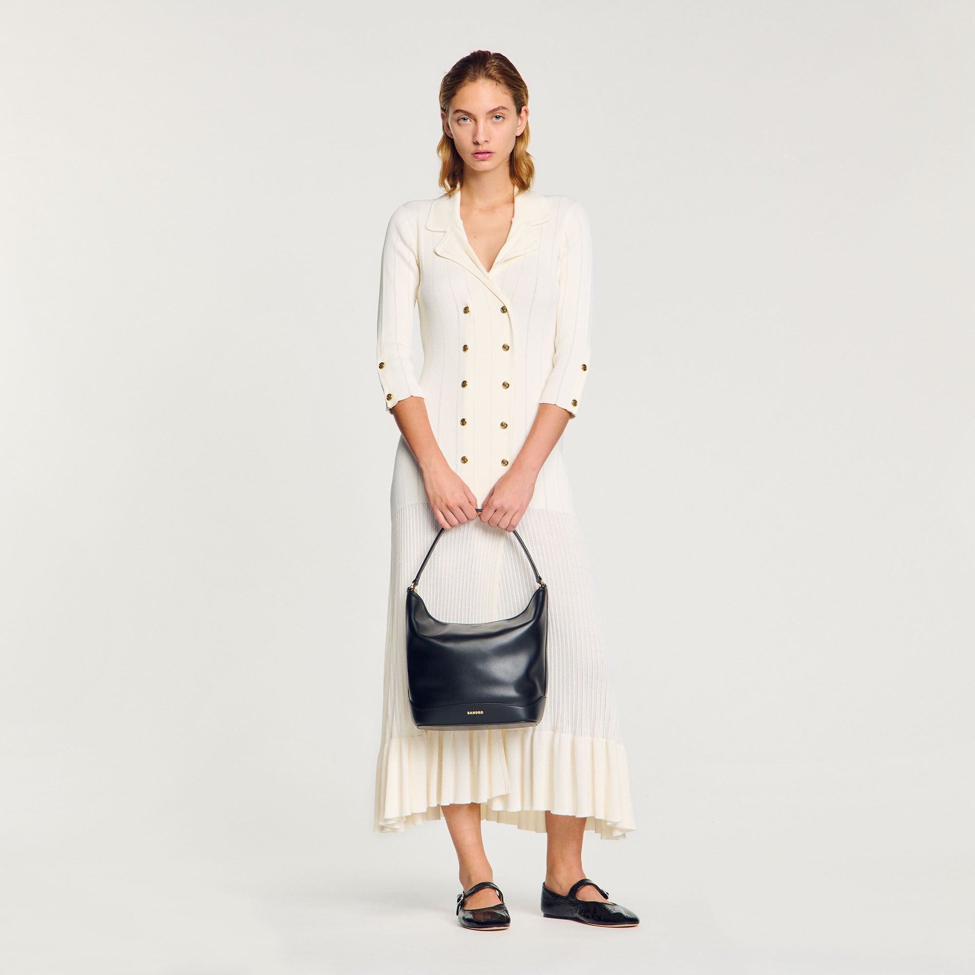 TANGOSO leather bucket bag Black Sandro Women